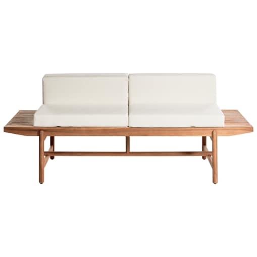 Ławka ogrodowa z poduchą GIAVENO 210 cm Drewno akacjowe Złamana biel