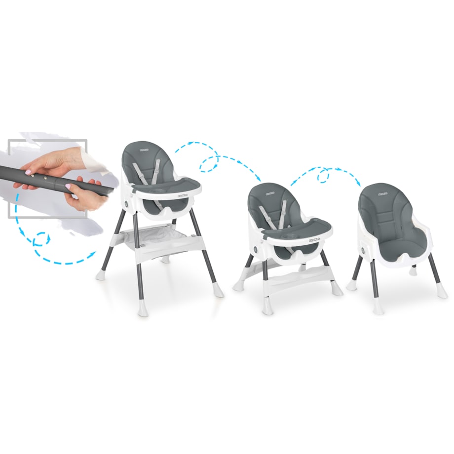 Krzesełko do karmienia dla dzieci Ricokids Mani szare 3w1 regulowane fotelik tacka