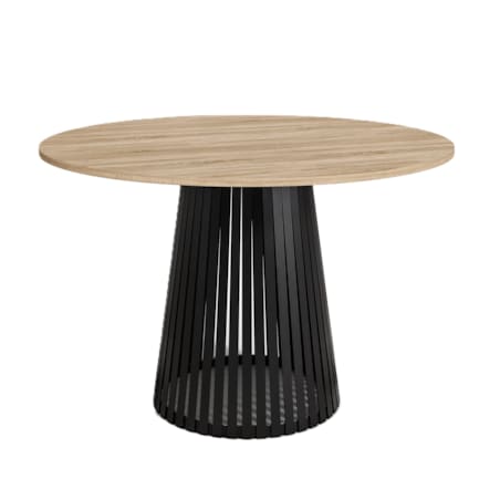 Stół okrągły VIV z lamelami do jadalni , salonu, blat 100 cm - dąb sonoma