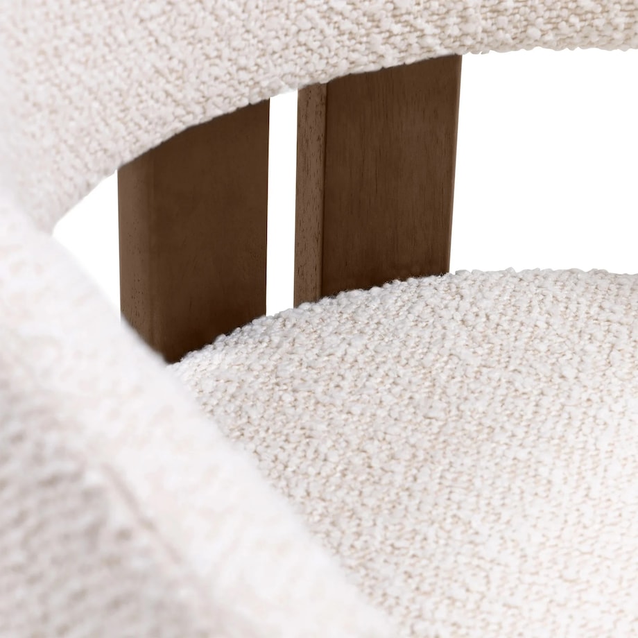 Krzesło z drewna kauczukowego GOMMA - II 70x57x53 cm jasnobeżowe/orzech boucle