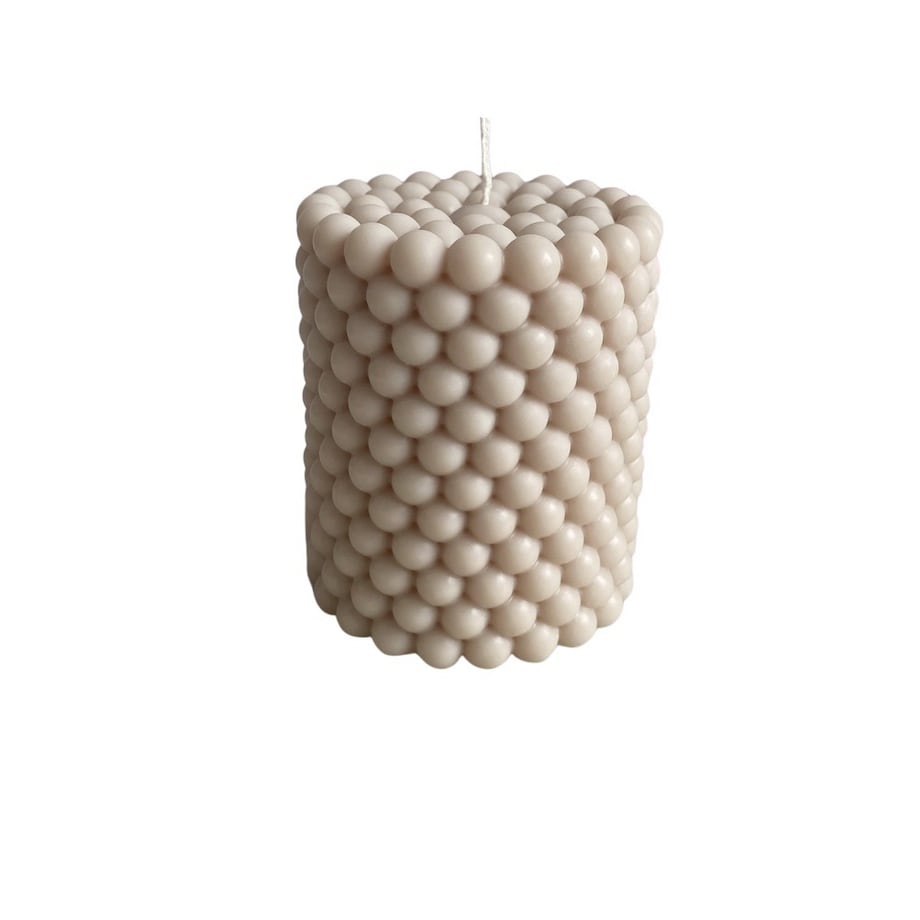 Świeca ekologiczna sojowa dekoracyjna "Bubbles" 60x75mm beżowa