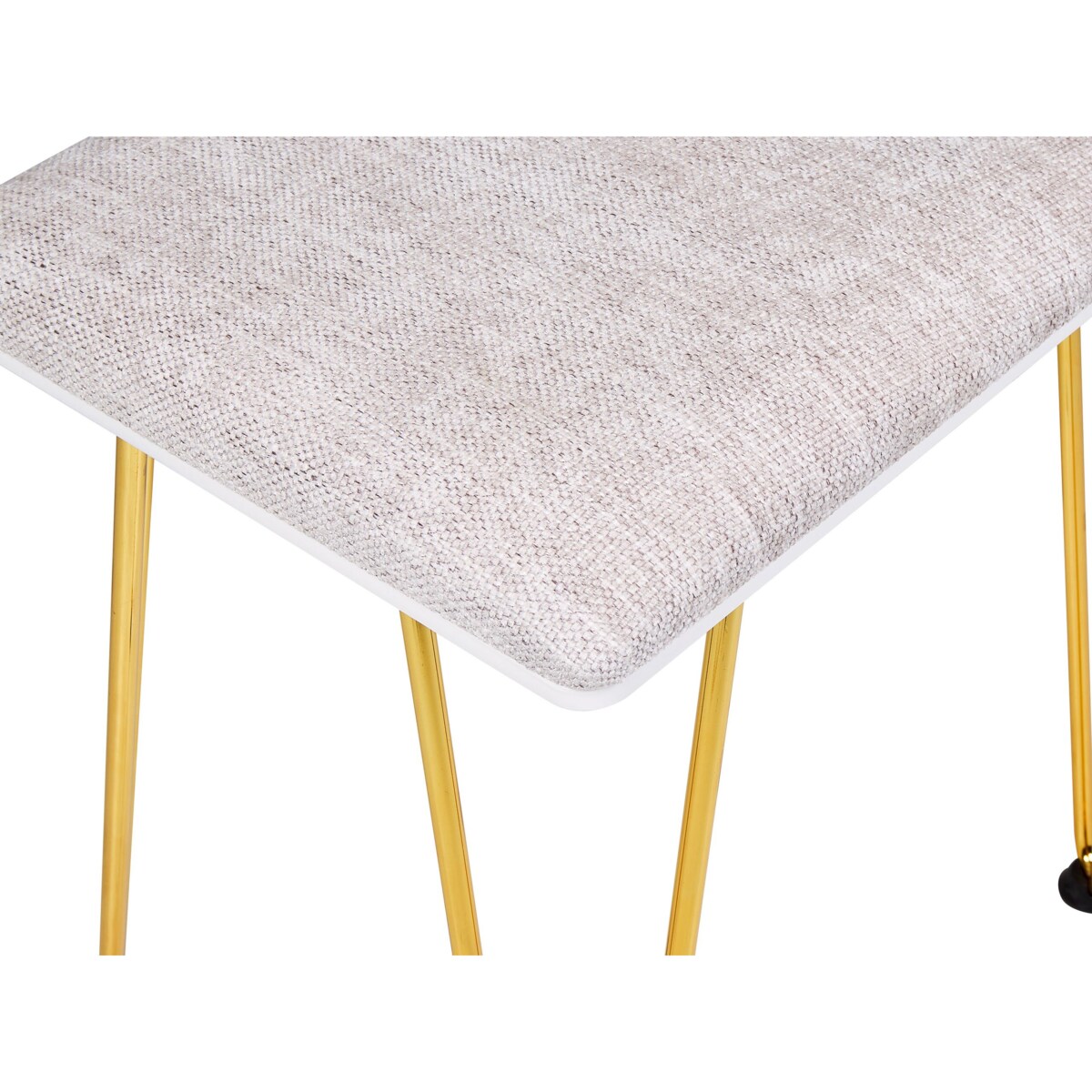 Toaletka 2 szuflady lustro LED ze stołkiem biało-złota CAEN