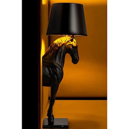 Podłogowa lampa salonowa HORSE S koń z abażurem czarny