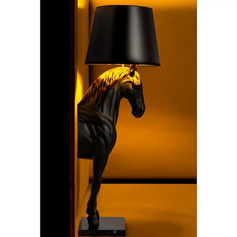 Podłogowa lampa salonowa HORSE S koń z abażurem czarny