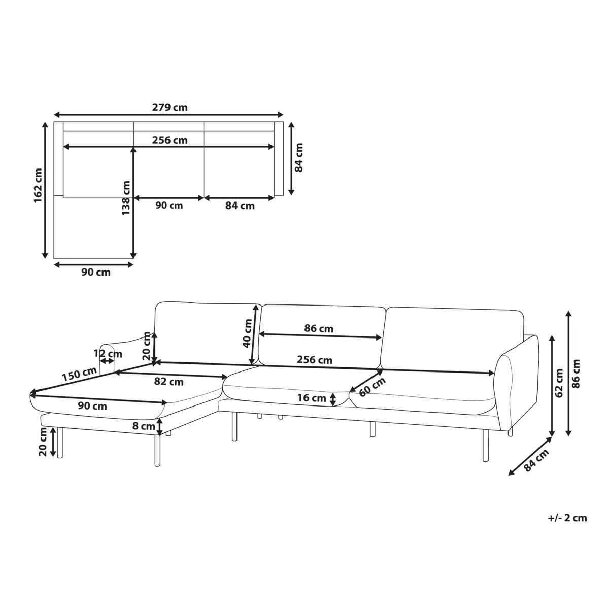 Narożnik welurowy prawostronny jasnobeżowy VINTERBRO