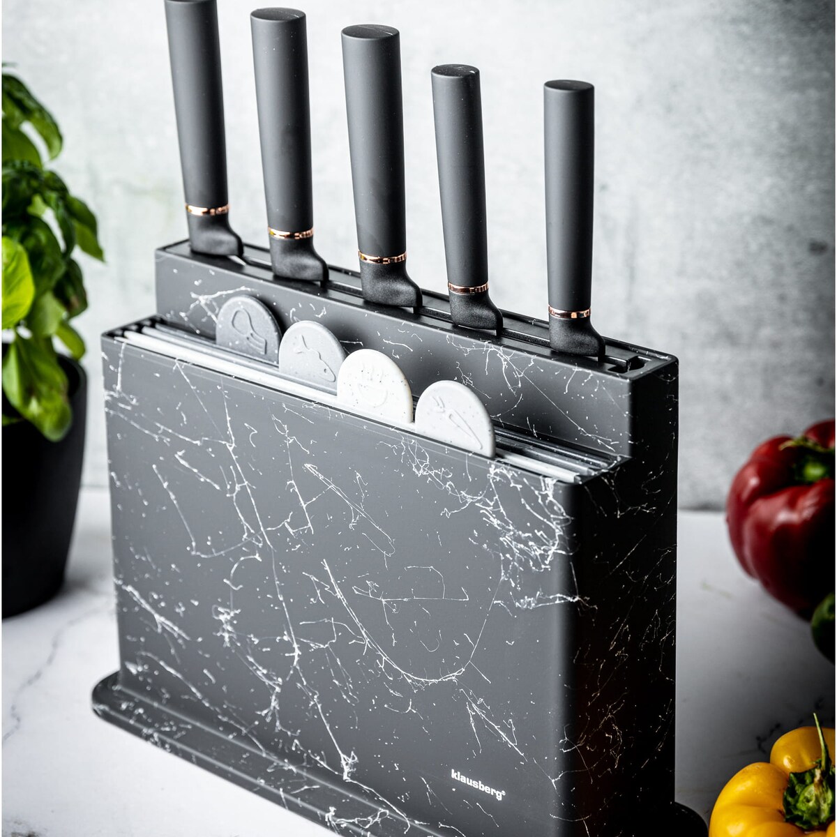 Zestaw noży kuchennych w bloku z deskami do krojenia noże KLAUSBERG