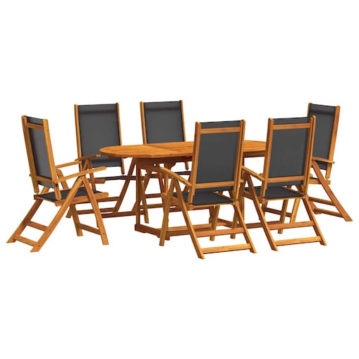 vidaXL 7-cz. zestaw mebli ogrodowych, lite drewno akacjowe i textilene