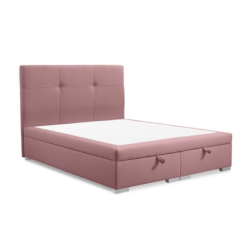 Łóżko tapicerowane BEHATI 200x200 z pojemnikiem, Różowy, tkanina Megan 355