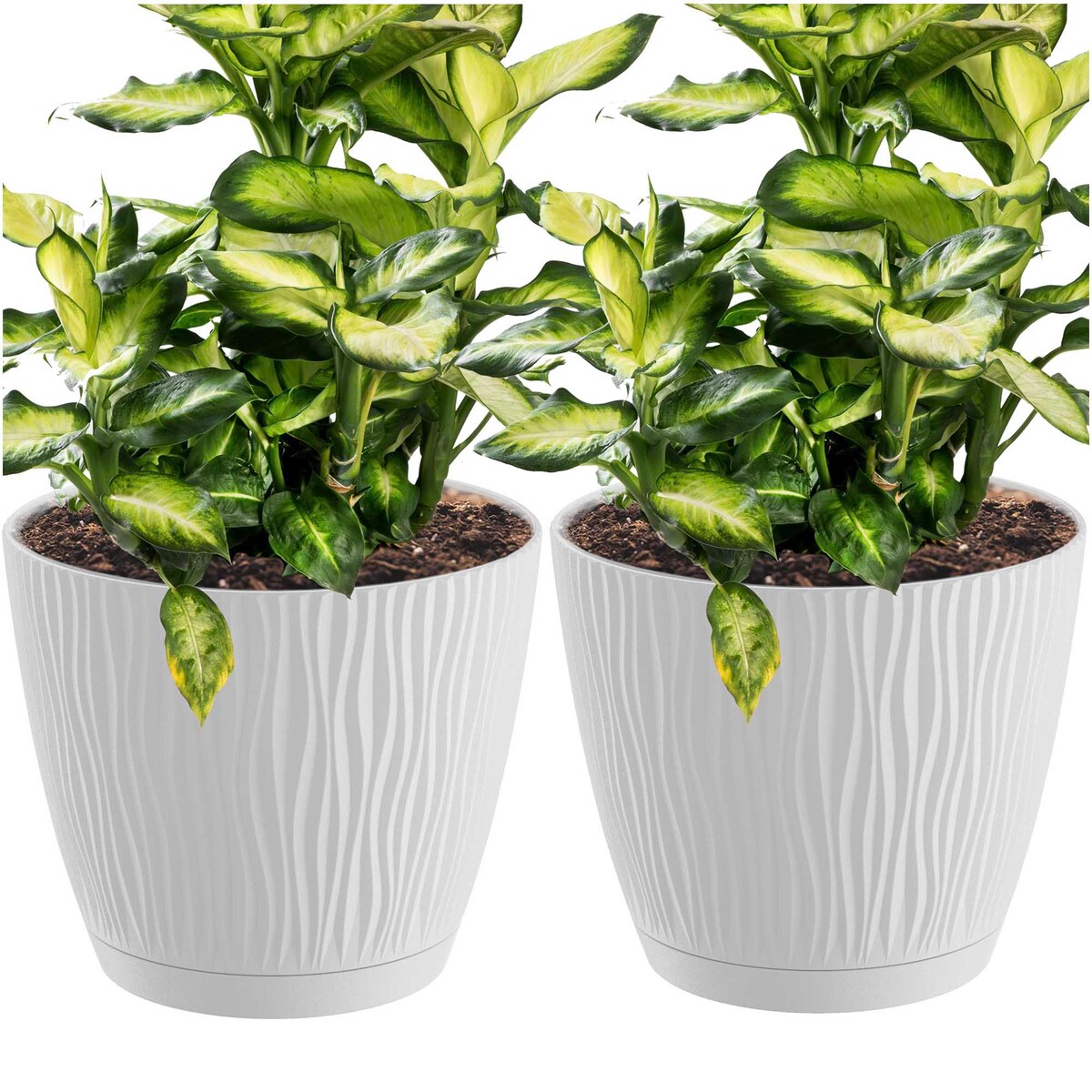 Doniczka Okrągła Z Podstawką Domowa Biała X2