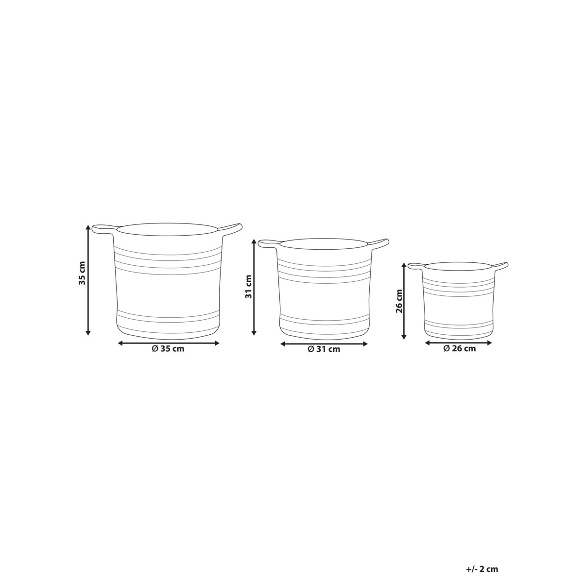 Zestaw 3 koszy jutowych naturalny z beżowym ZHOB