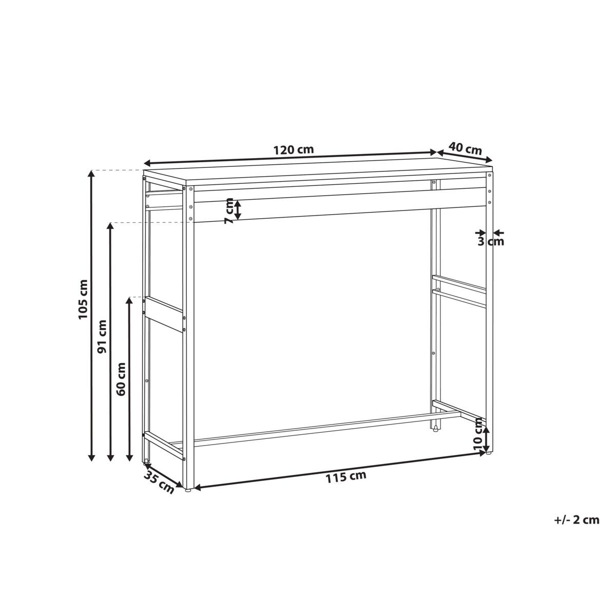 Stół barowy ogrodowy MAENZA Metal Czarny