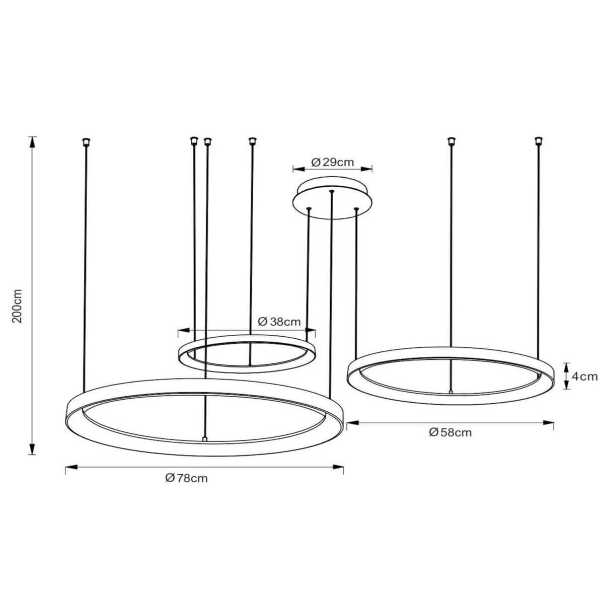 Nowoczesna lampa wisząca Vidal do pokoju LED 120W czarna