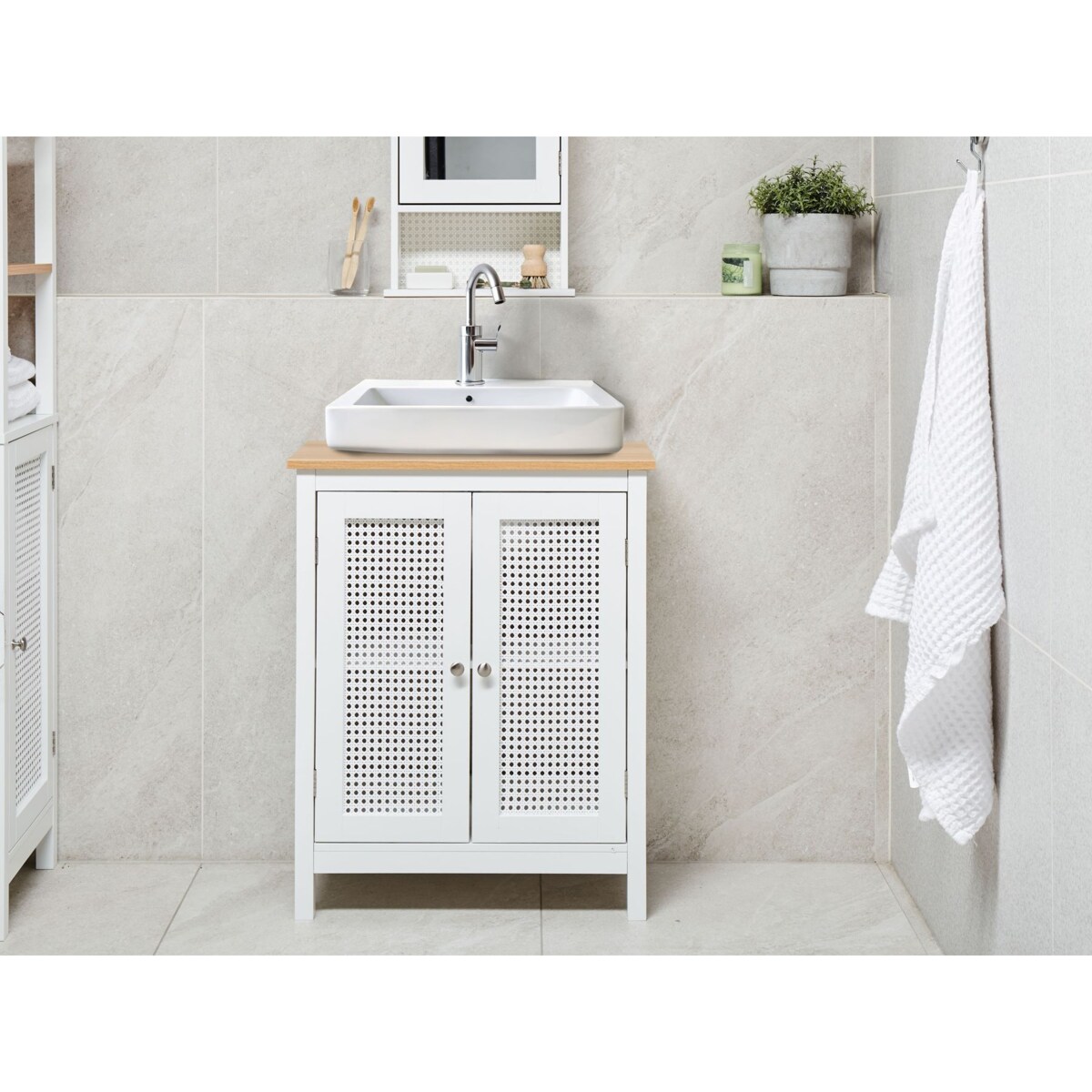 Szafka pod umywalkę ALAMOS Drewno 60 cm 30 cm 75 cm Biały