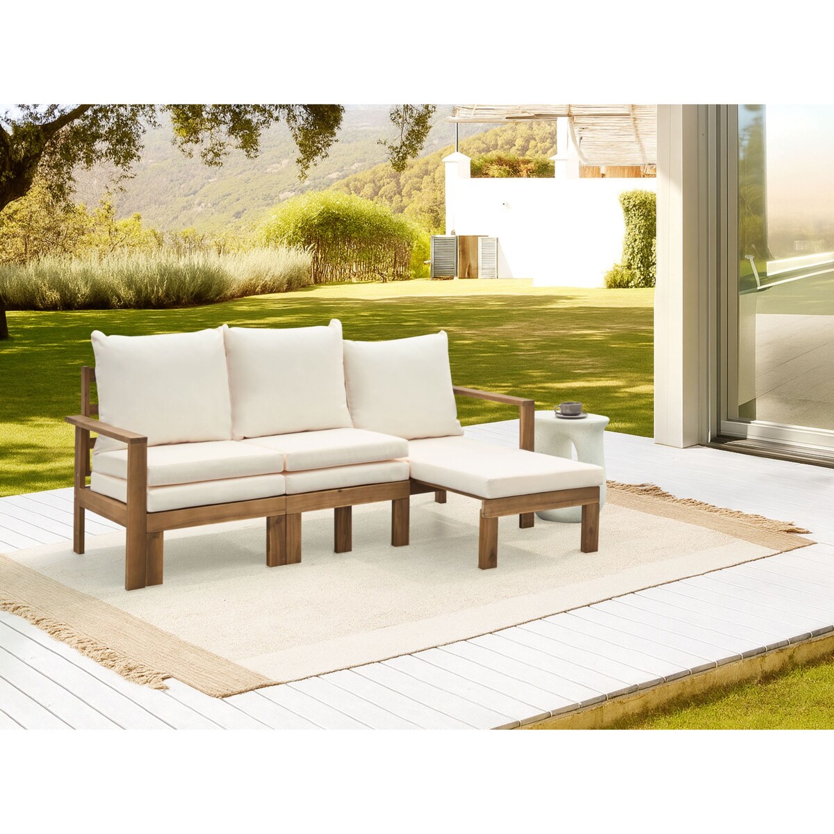 Ławka ogrodowa z poduchą ISOLELLO 190 cm Regulowana Certyfikowane drewno akacjowe Brązowy