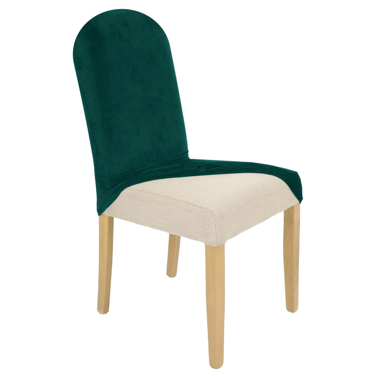 POKROWIEC NA KRZESŁO ZAOKRĄGLONE BUTELKOWA ZIELEŃ WELUR ELASTYCZNY [21R12]