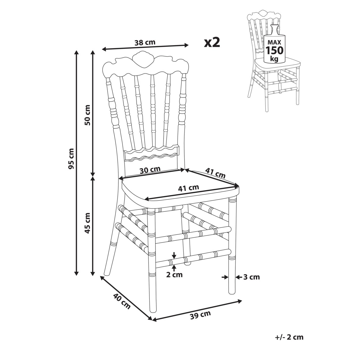 Krzesło bankietowe Zestaw 2 Przezroczysty MENDON