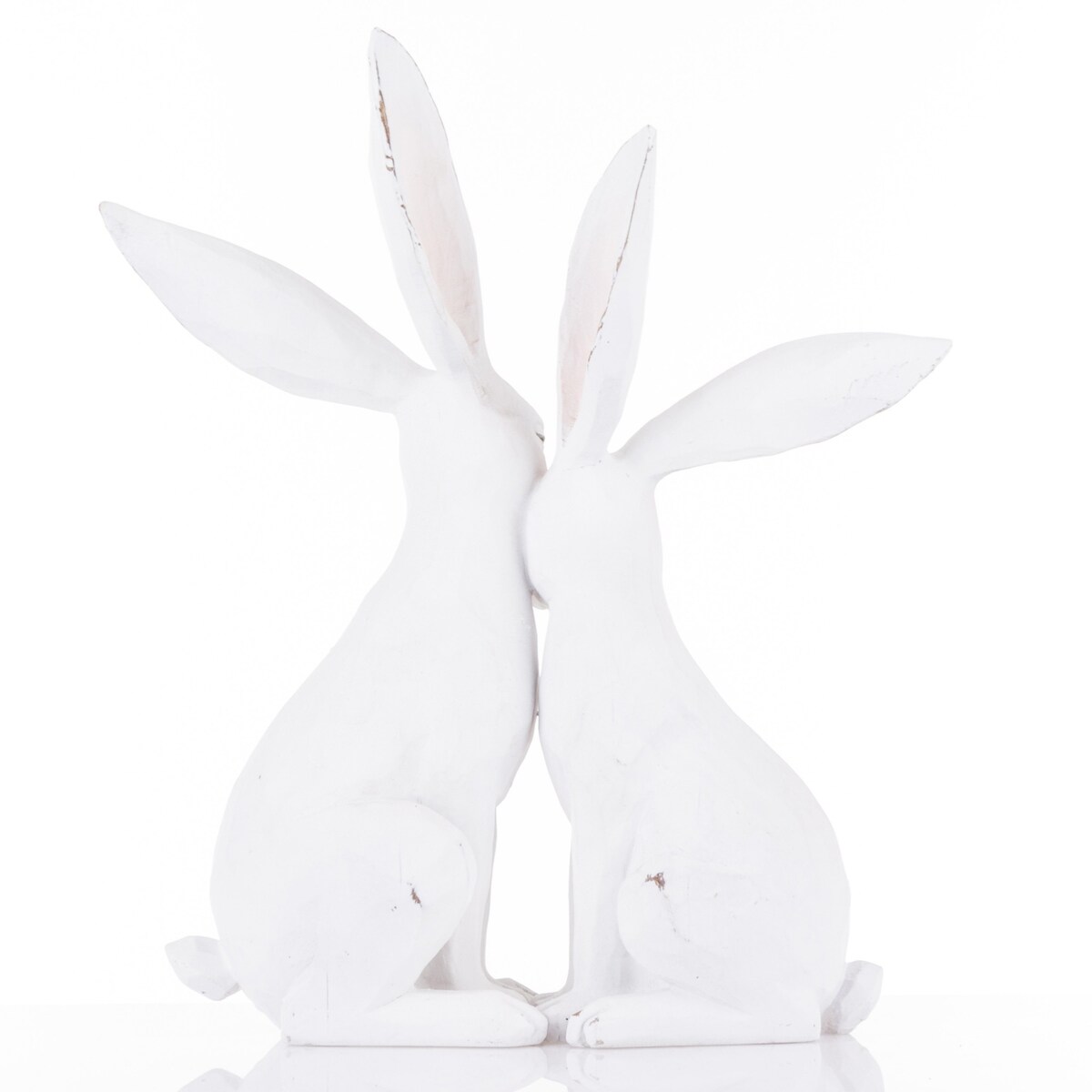 Dekoracja - figurka 2 białe ZAJĄCZKI 30x26x9 cm