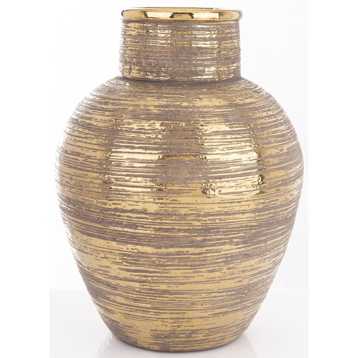 Wazon ceramiczny złoty, postarzany 32x24x24 cm JULITTA