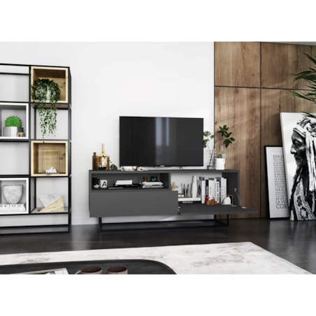 Szafka RTV Loft Industrialna Komoda RTV Szuflada Grafit Mat 120 cm