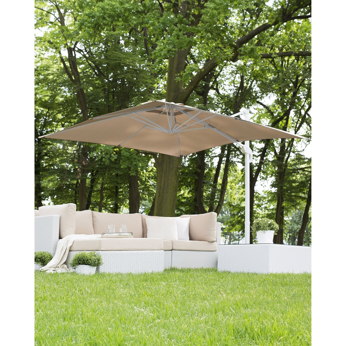 Parasol ogrodowy na wysięgniku 250 cm MONZA Piaskowy