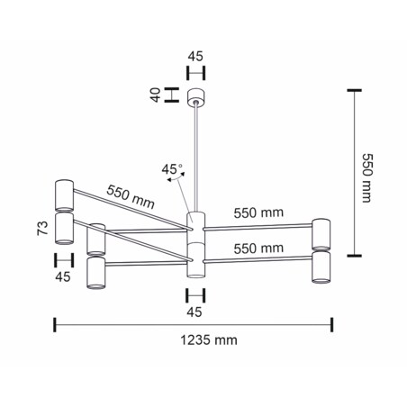 LAMPA sufitowa DAKATA 5638 Shilo metalowa OPRAWA tuby czarne
