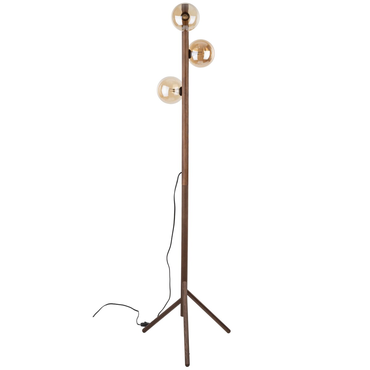 Lampa podłogowa TK Lighting ESTERA WOOD 16151, 3xG9, drewno, bursztynowe szkło, 150 cm