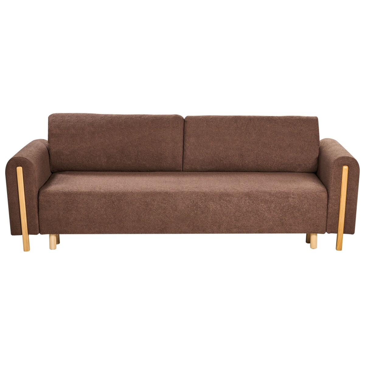 Sofa rozkładana dla 3 osób KVAM Boucle Brązowy ze schowkiem