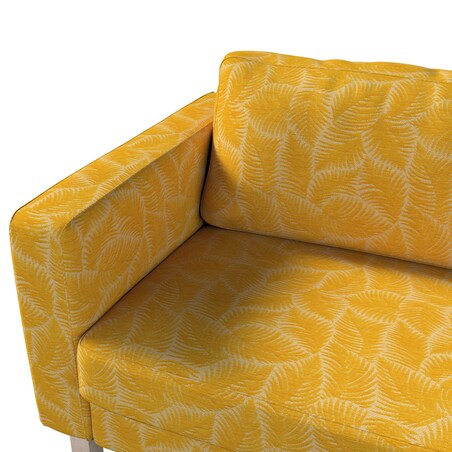 Pokrowiec na sofę Karlstad 3-osobową nierozkładaną, krótki, miodowe liście paproci na beżowym tle, 204 x 89 x 64 cm, Cosy Home