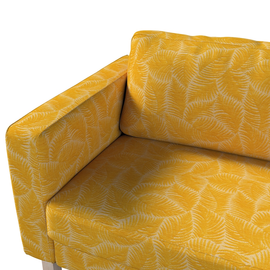 Pokrowiec na sofę Karlstad 3-osobową nierozkładaną, krótki, miodowe liście paproci na beżowym tle, 204 x 89 x 64 cm, Cosy Home