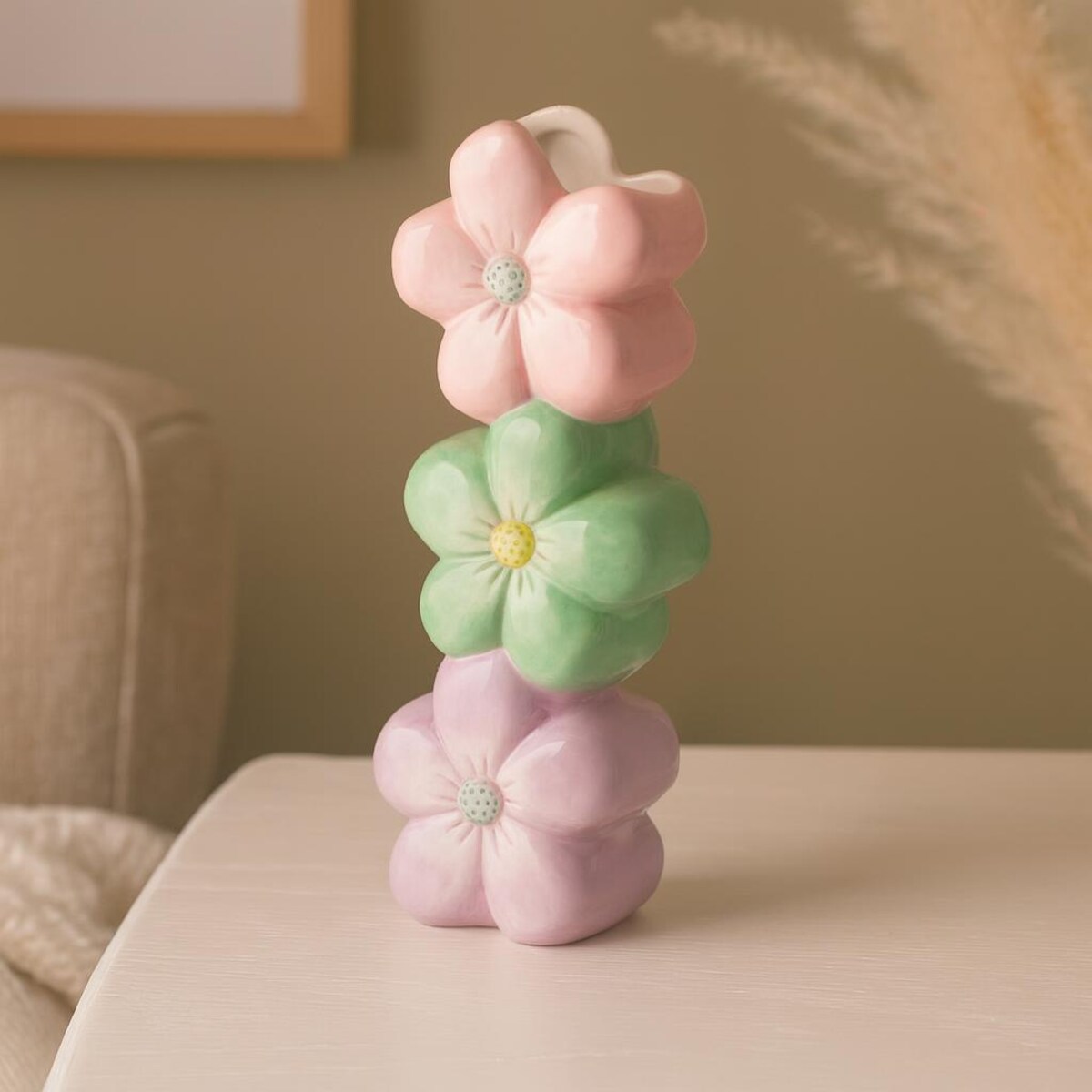 Ceramiczny wazon dekoracyjny z motywem kwiatów BLOMMA, 23 cm