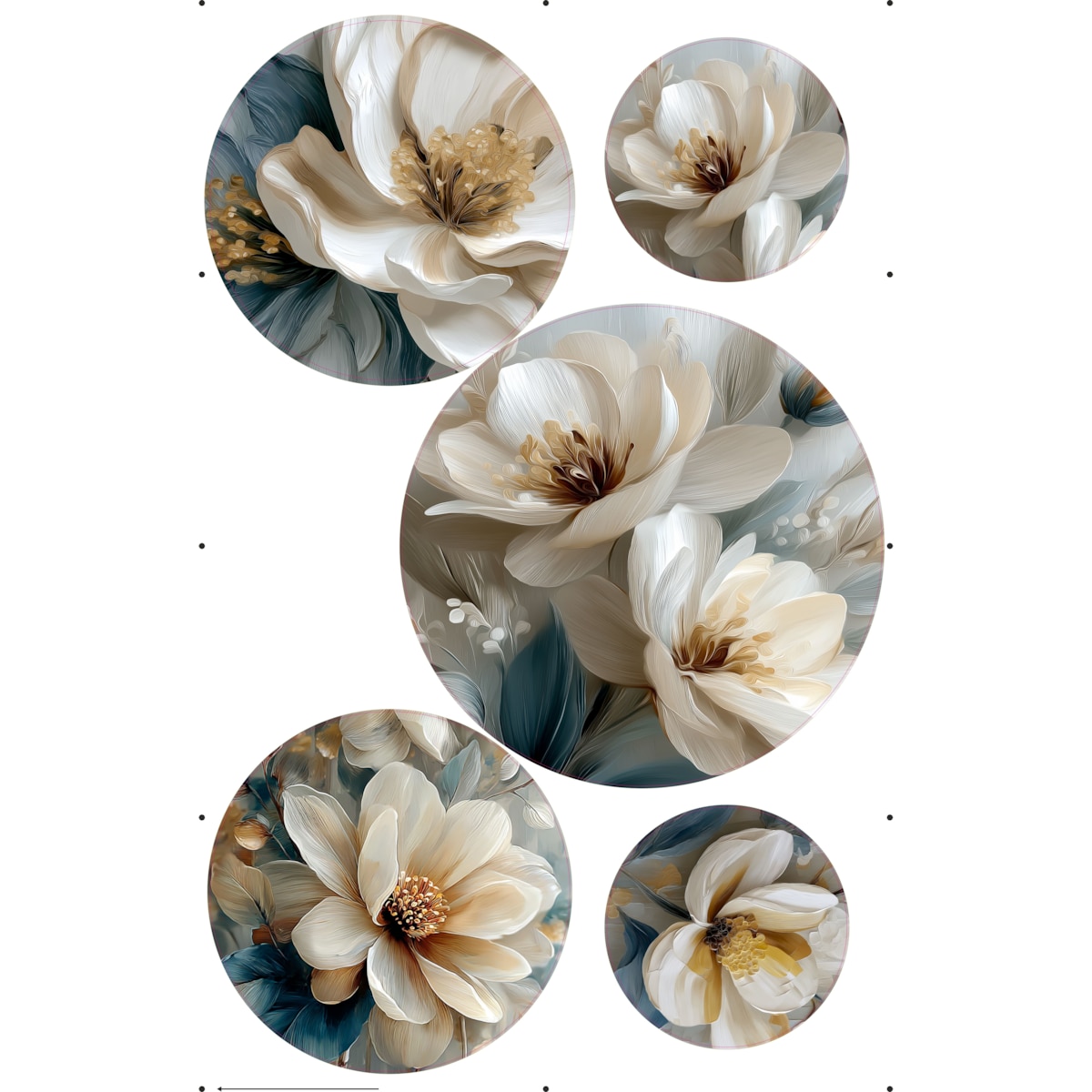 Obrazy ścienne Białe Kwiaty na ścianę do pokoju salonu sypialni 5 sztuk