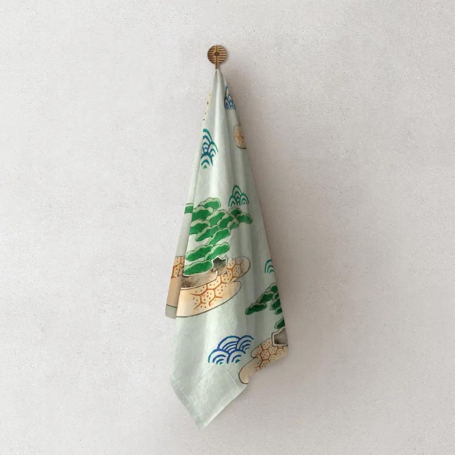 Lniany ręcznik kuchenny - Japoński krajobraz