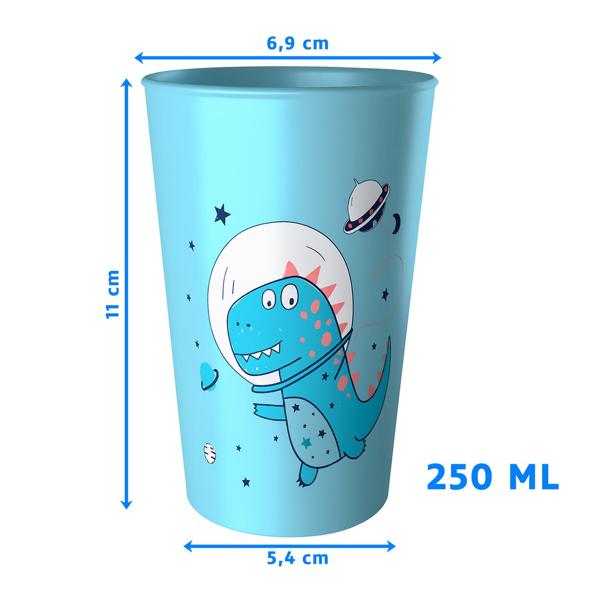 Kubek Dla Dziecka Dziecięcy 250 Ml Plastikowy Dino Niebieski