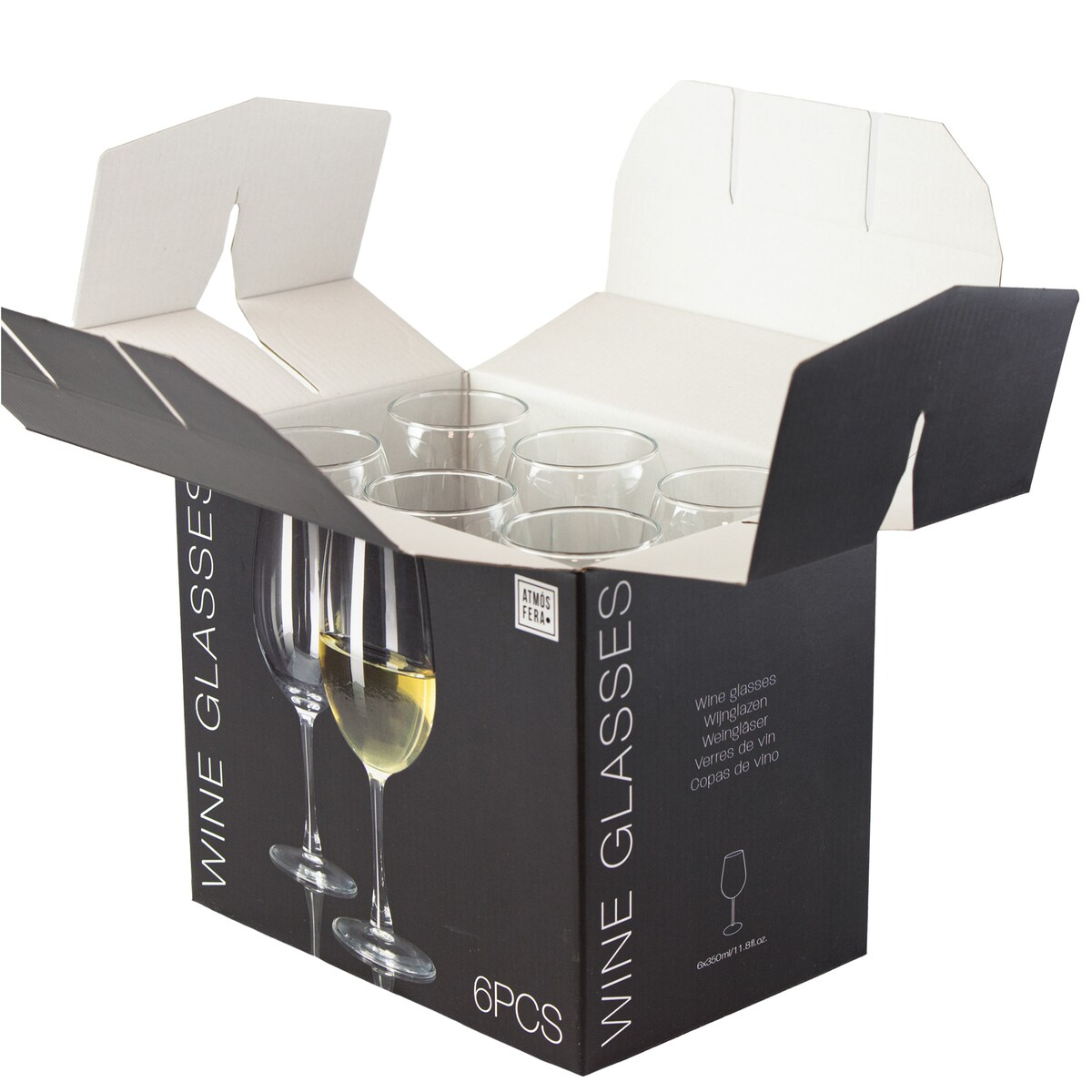 6X Kieliszki Do Wina Szampana Szklanki Eleganckie Szklane 350 Ml Zestaw