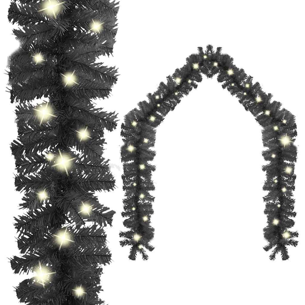 vidaXL Girlanda świąteczna z lampkami LED, 10 m, czarna