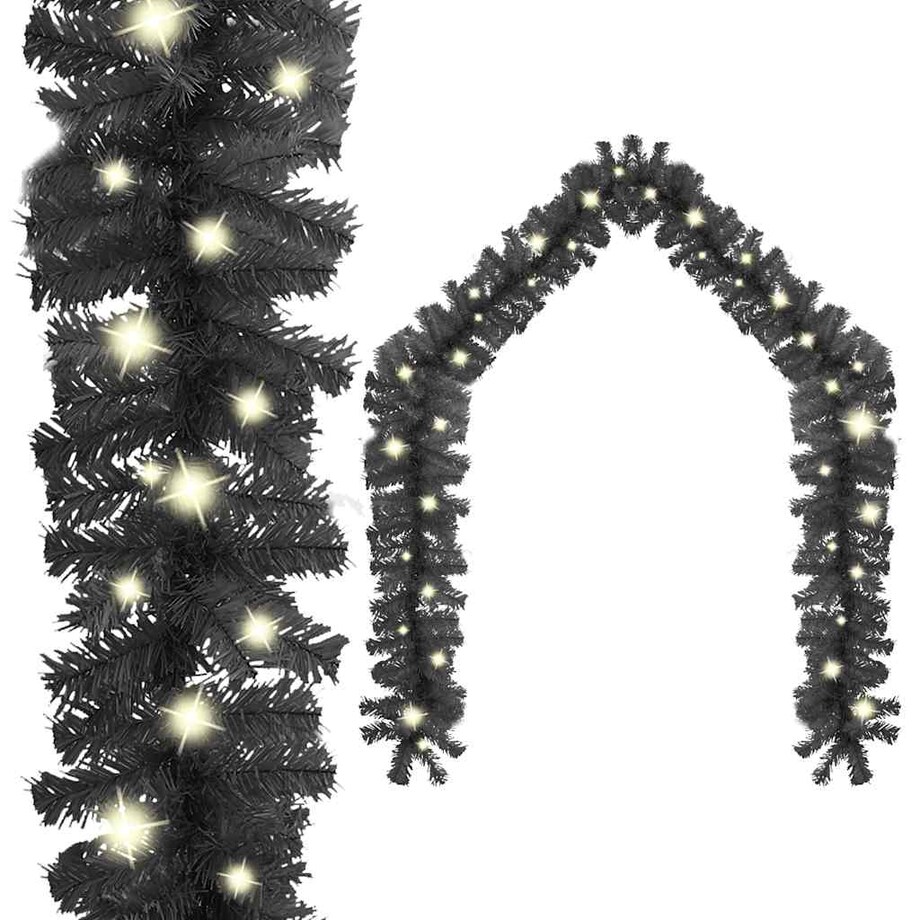 vidaXL Girlanda świąteczna z lampkami LED, 10 m, czarna