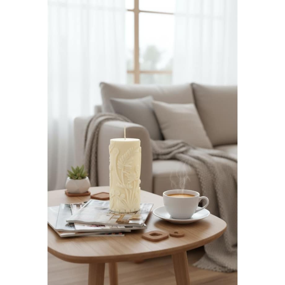 Świeca sojowa z motywem kwiatowym – dekoracyjna świeca do salonu