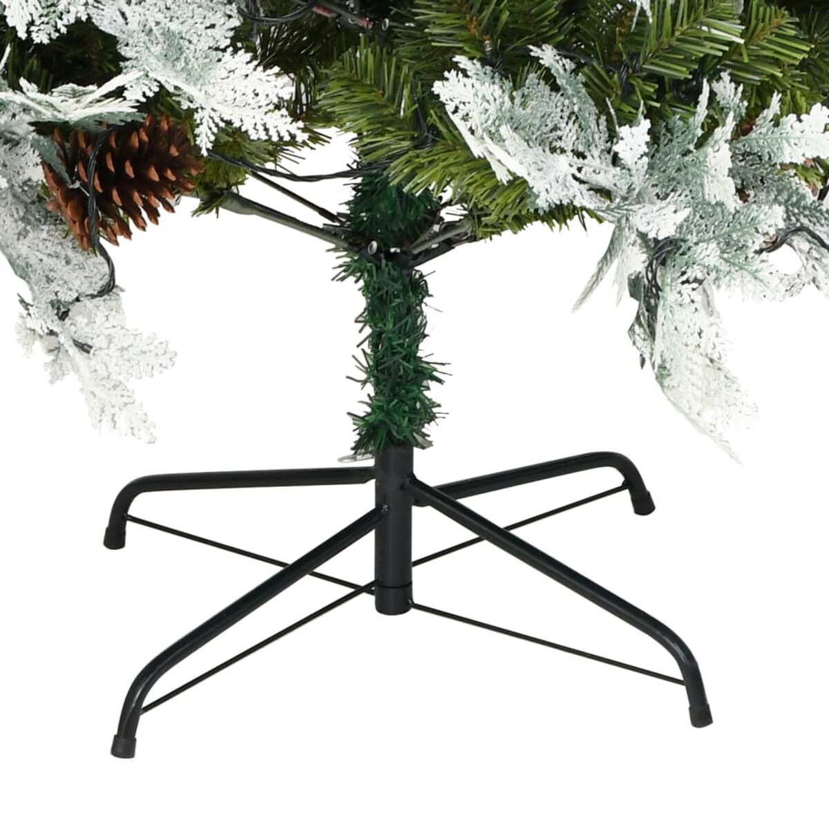 vidaXL Sztuczna choinka z lampkami i szyszkami, zielona 195 cm, PVC/PE