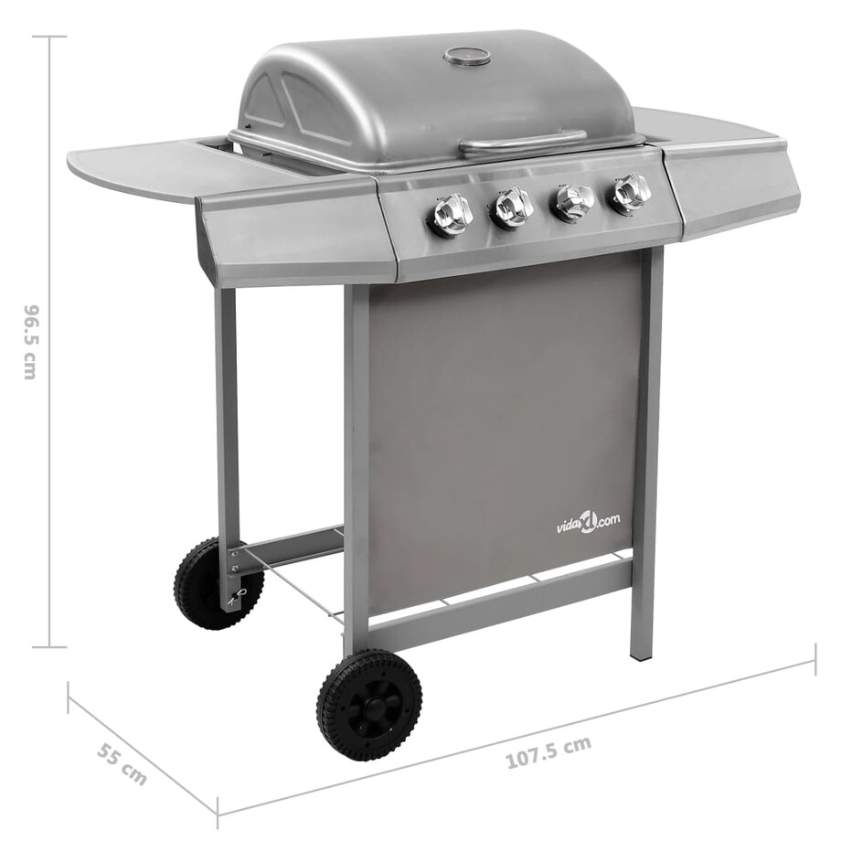 vidaXL Grill gazowy z 4 palnikami, srebrny