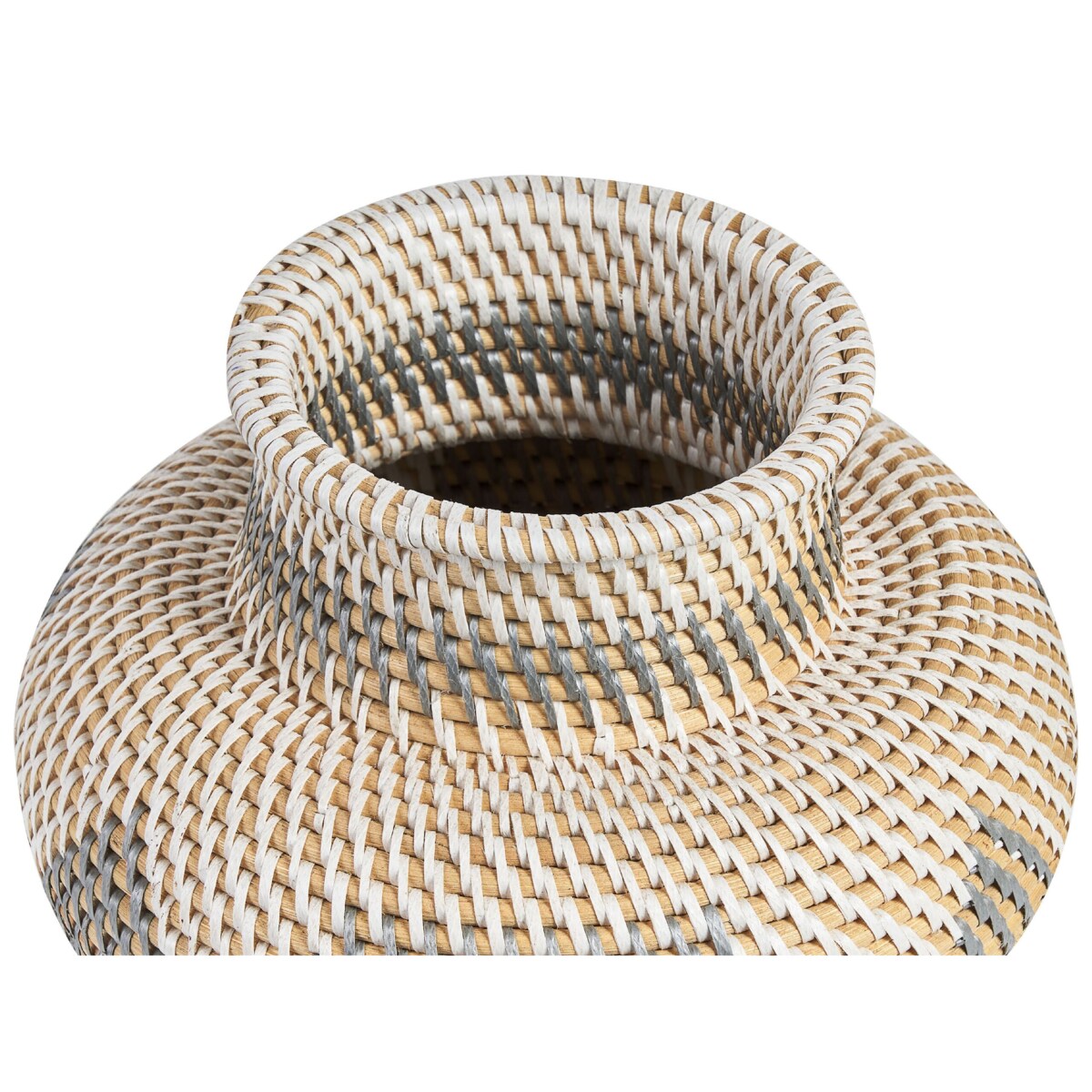 Wazon dekoracyjny rattanowy 22 cm biało-szary ASAHAN