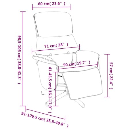 vidaXL Rozkładany fotel masujący z podnóżkiem, taupe, obity tkaniną