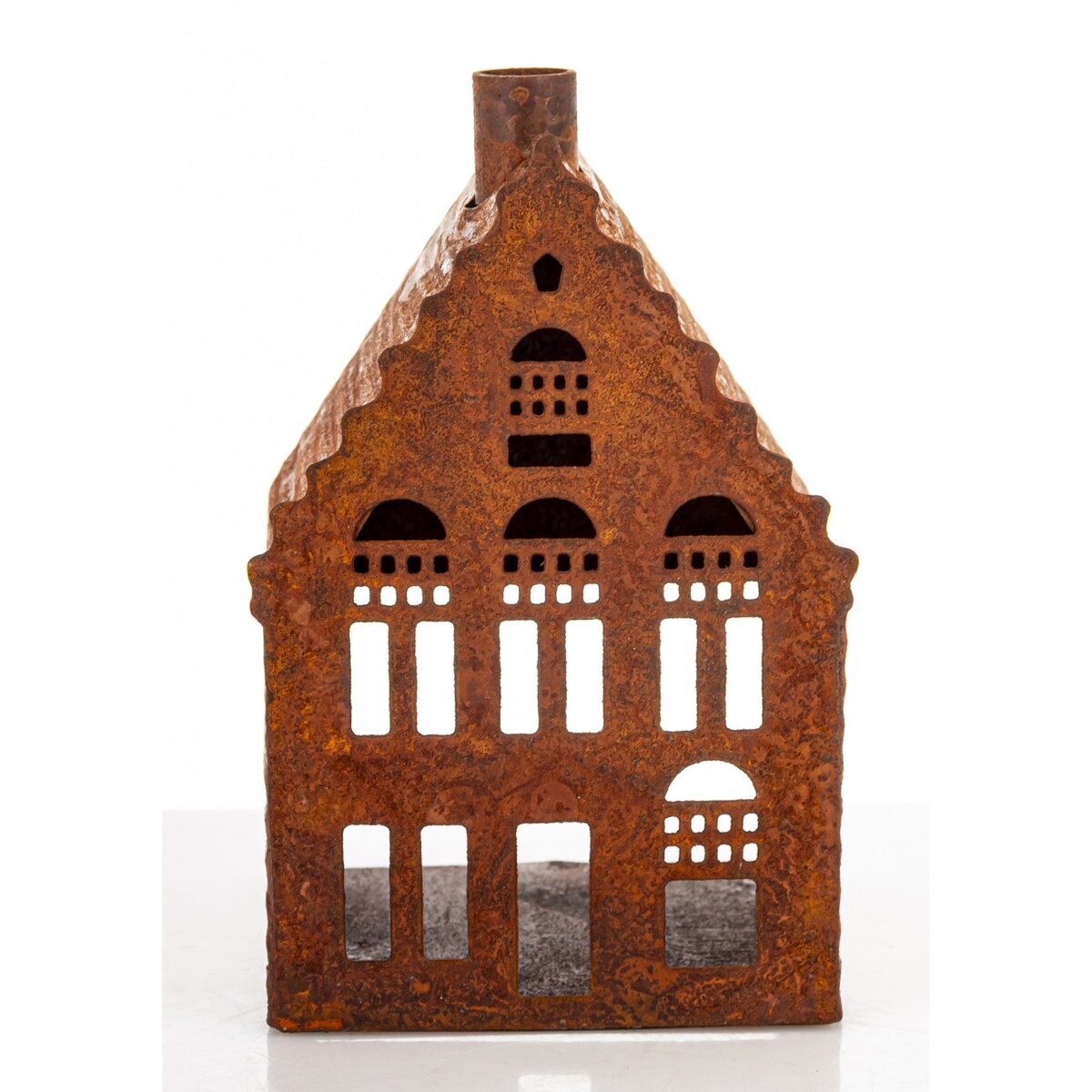 Dekoracja - domek metalowy rdzawy 11,5x7,5x7,5 cm RUGGINE karbowany