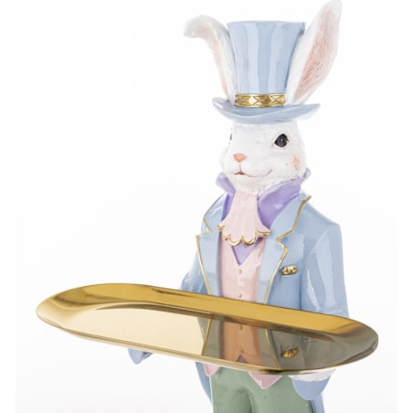 Dekoracja - duży elegancki królik 59,5x30x22 cm TUHTO-4 ze złotą tacą