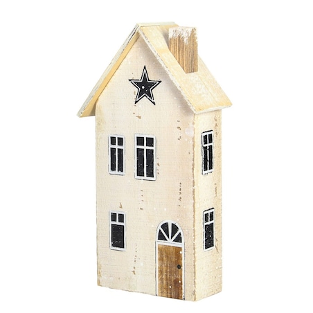Dekoracja Snow House 25cm white beige boże narodzenie, święta, świąteczne, biały-czarny-beżowy-brązowy, 14 x 6 x 25 cm