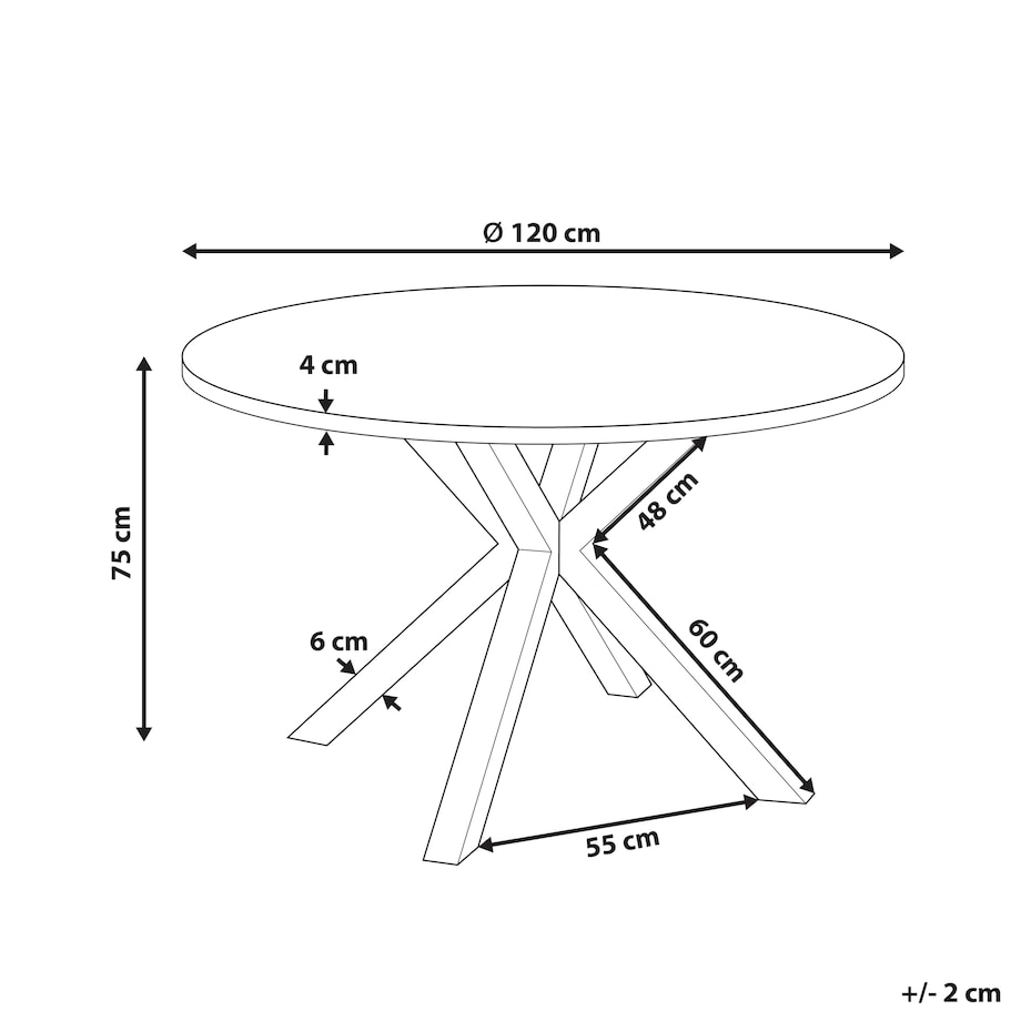 Stół ogrodowy MALETTO 120 cm 120 cm Szkło Beżowoszary