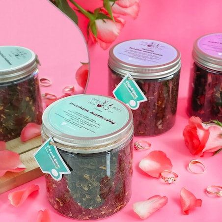 Herbata zielona MADAM BUTTERFLY premium brzoskwinie kwiat słonecznika 100g - herbata liściasta sypana mieszanka napar susz