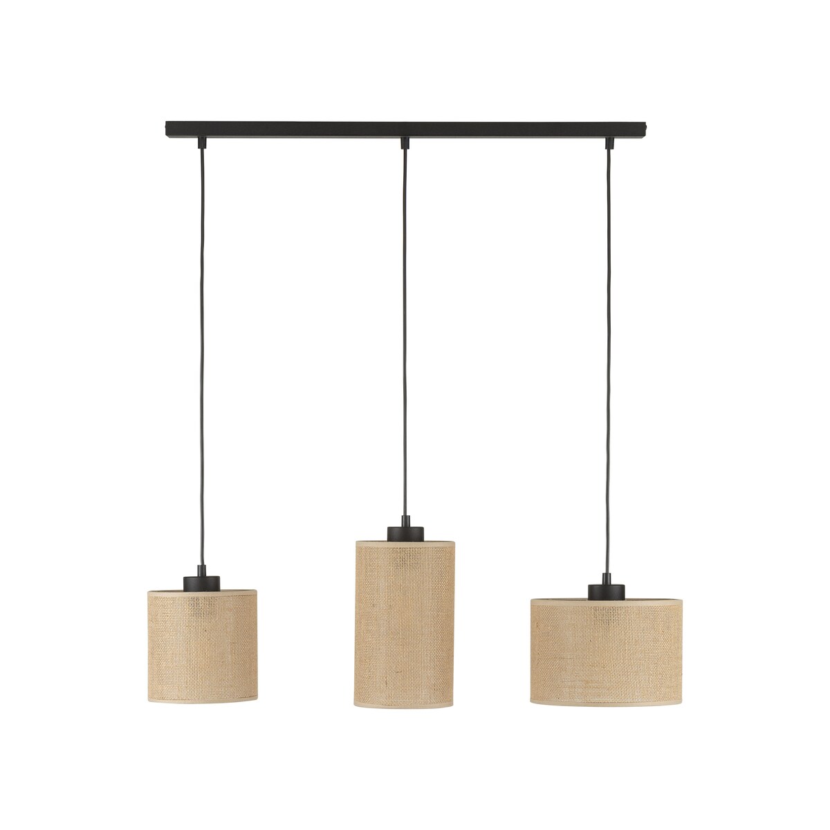 Lampa wisząca JUTA 4954 TK Lighting 3xE27 czarna z jutą regulowana vintage do salonu i jadalni