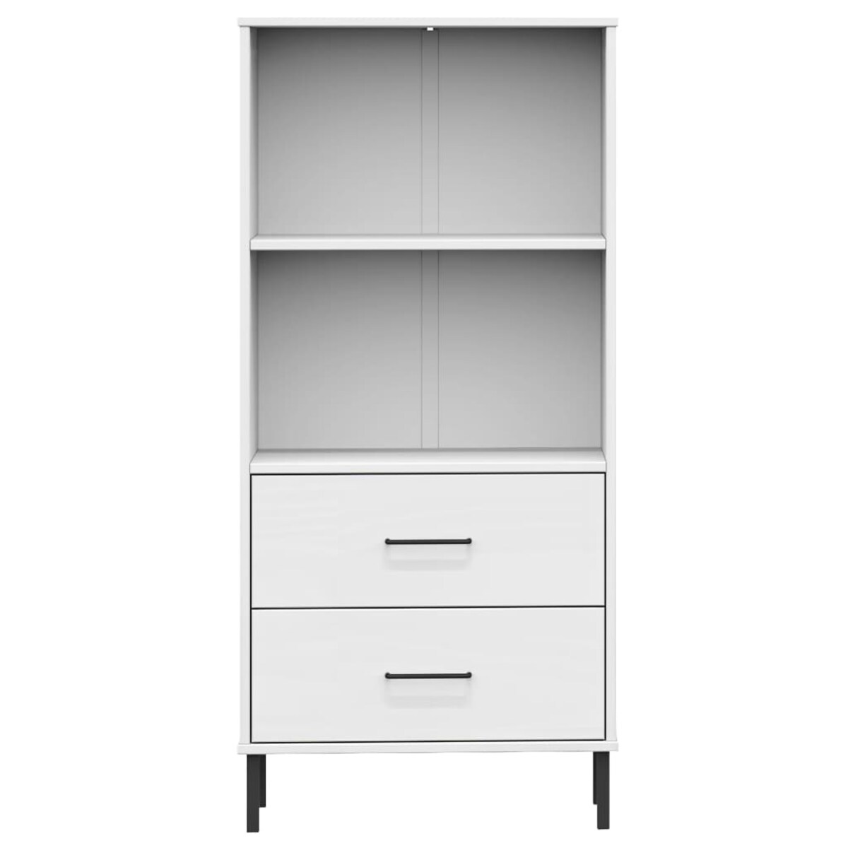 vidaXL Regał OSLO z 2 szufladami, biały, 60x35x128,5 cm, lite drewno