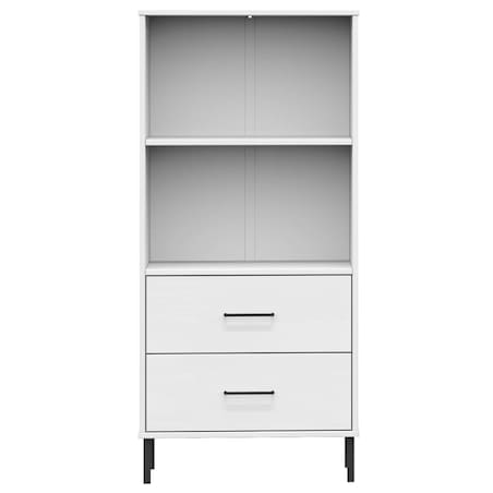 vidaXL Regał OSLO z 2 szufladami, biały, 60x35x128,5 cm, lite drewno