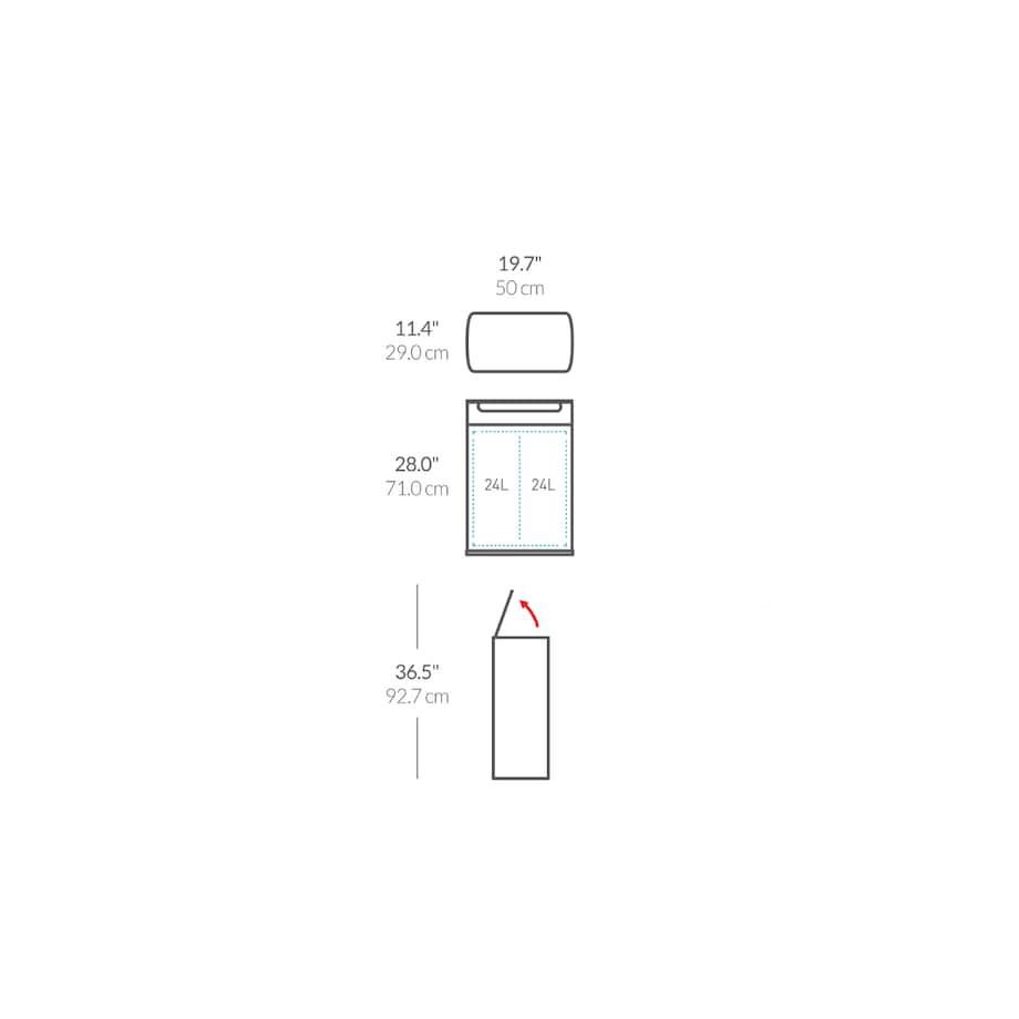 Kosz na śmieci 48L TOUCH-BAR RECYCLER - stal FPP / simplehuman